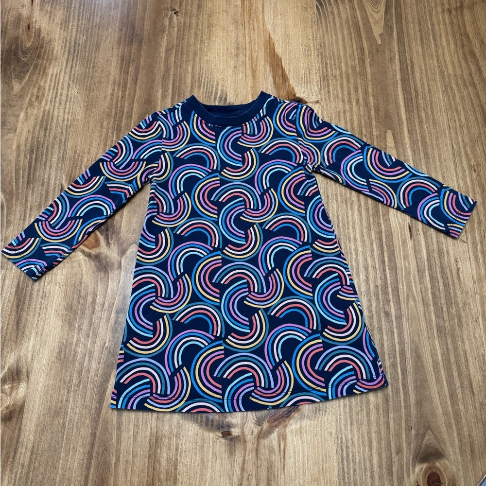 Hanna Andersonson Long Sleeveve Dress Navy with Rainbows 100cm/ 4T